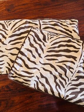 Zebra Print Lumbar Pillow Covers — Cream & Brown